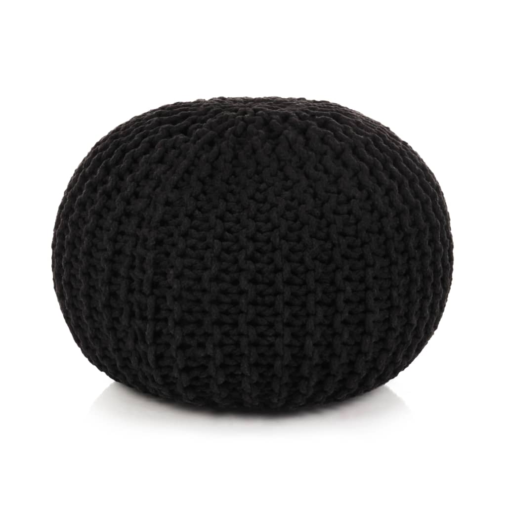 Pouf Lavorato a Maglia in Cotone 50x35 cm Nero 245071