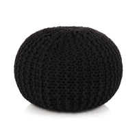 Pouf Lavorato a Maglia in Cotone 50x35 cm Nero 245071