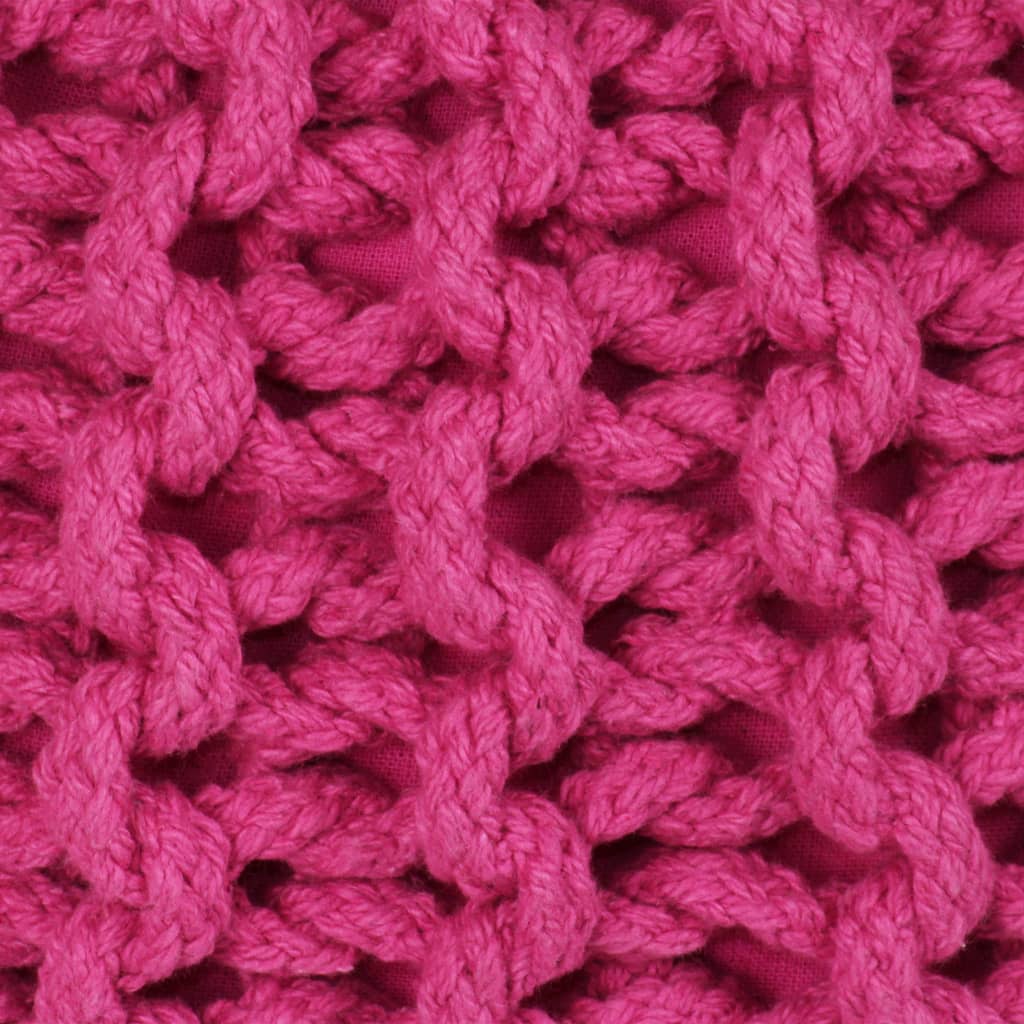 Pouf Lavorato a Maglia in Cotone 50x35 cm Rosa 245075