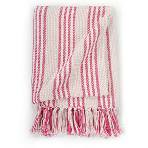 Copriletto in Cotone a Righe 125x150 cm Rosa e Bianco 245324