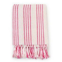 Copriletto in Cotone a Righe 220x250 cm Rosa e Bianco 245326