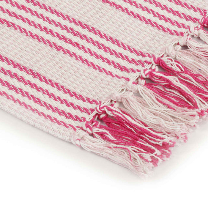 Copriletto in Cotone a Righe 220x250 cm Rosa e Bianco 245326