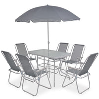 Set da Pranzo da Giardino 8 pz in Acciaio e Textilene Grigio cod mxl 43827