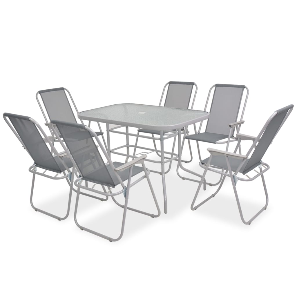 Set da Pranzo da Giardino 8 pz in Acciaio e Textilene Grigio cod mxl 43827