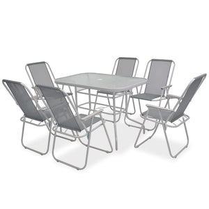 Set da Pranzo da Giardino 8 pz in Acciaio e Textilene Grigio cod mxl 43827