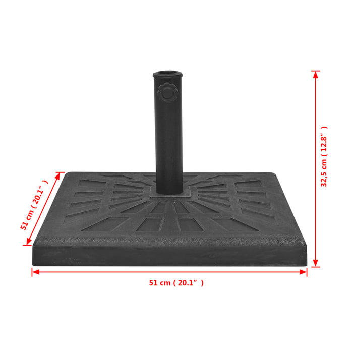 Base per Parasole Quadrata in Resina Nera 19 kg