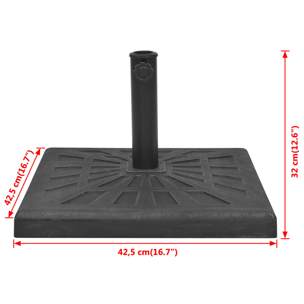 Base per Parasole Quadrata in Resina Nera 12 kg