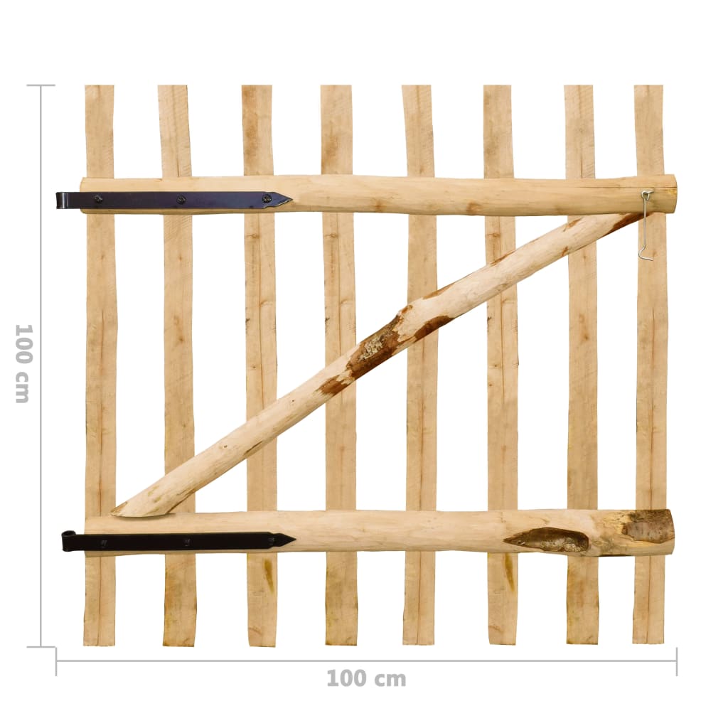 Cancello Singolo per Recinzione in Legno di Nocciolo 100x100 cm