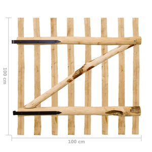 Cancello Singolo per Recinzione in Legno di Nocciolo 100x100 cm