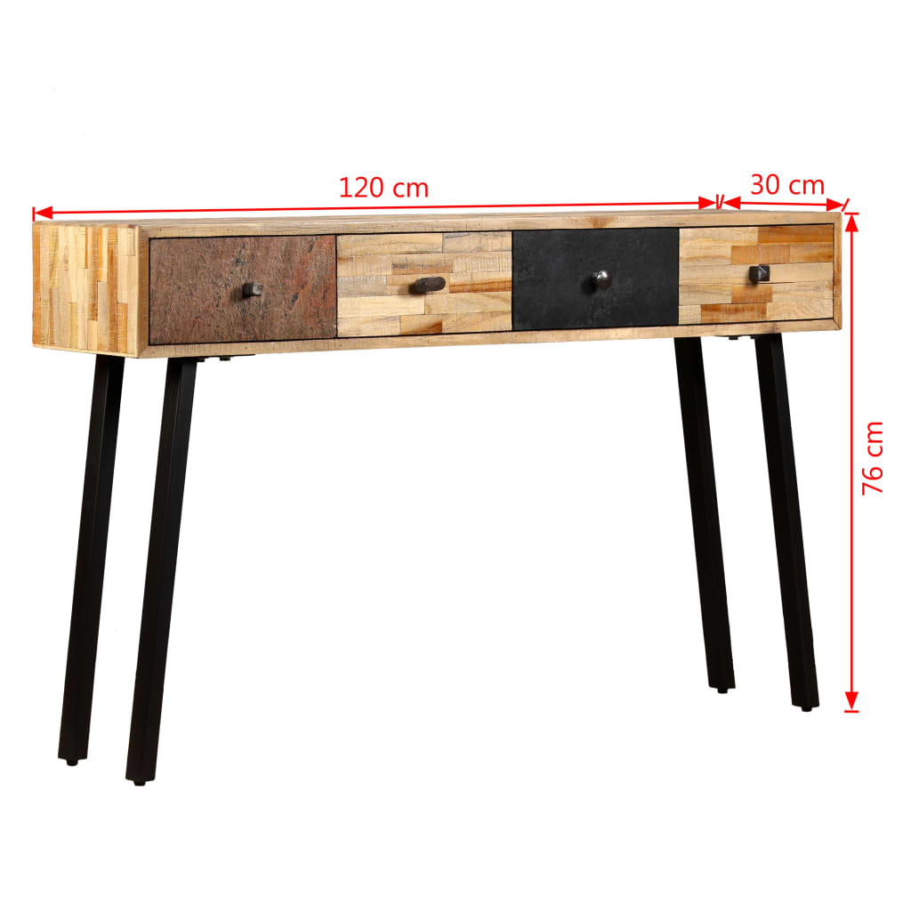 Tavolo Consolle in Legno di Teak Rigenerato 120x30x76 cm 245403