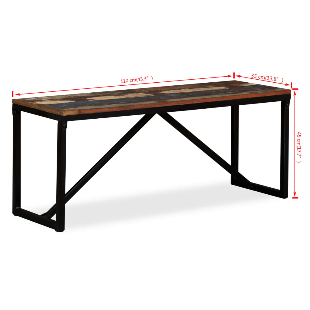 Panca in Legno Massello di Recupero 110x35x45 cm cod mxl 61184