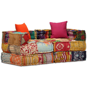 Pouf Modulare a 2 Posti in Tessuto Patchwork cod mxl 68388