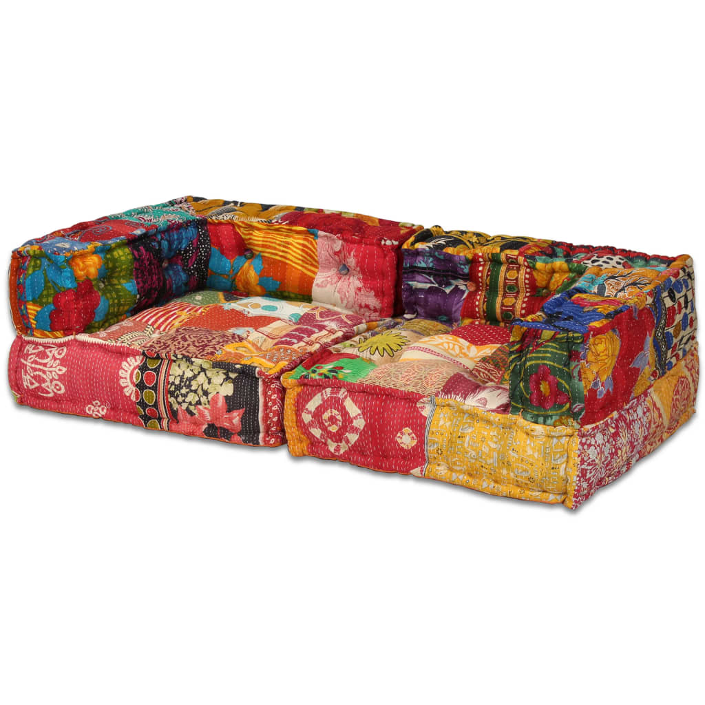 Pouf Modulare a 2 Posti in Tessuto Patchwork cod mxl 68388