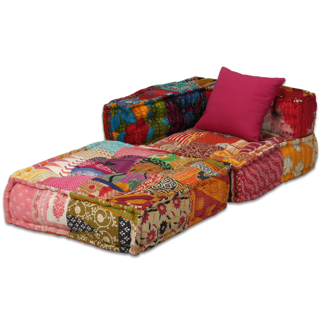 Pouf Modulare a 2 Posti in Tessuto Patchwork cod mxl 68388