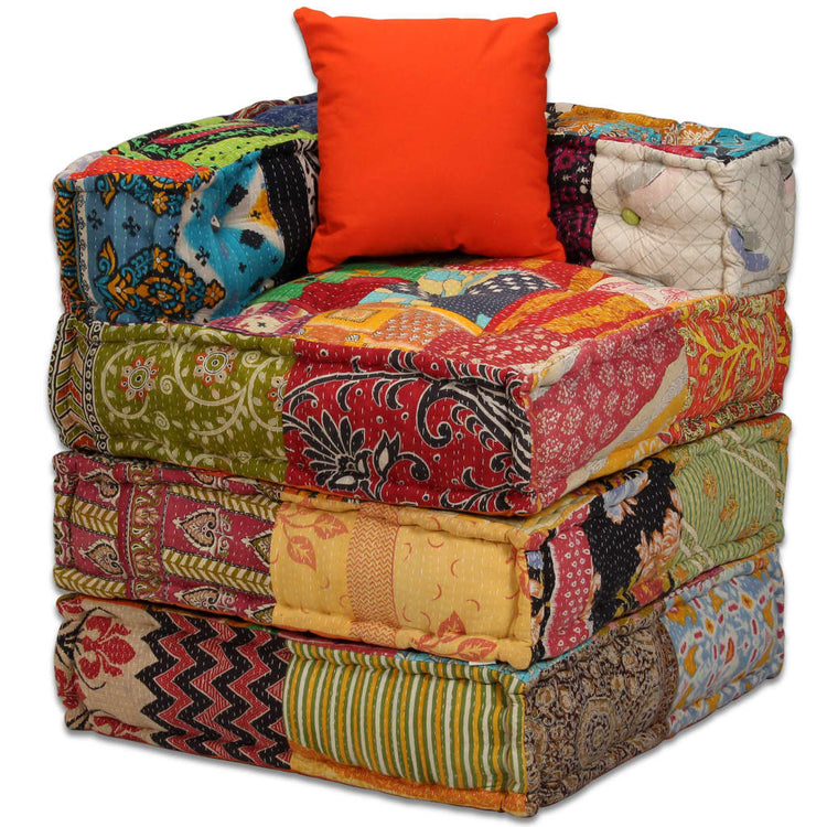 Pouf Modulare a 2 Posti in Tessuto Patchwork cod mxl 68388