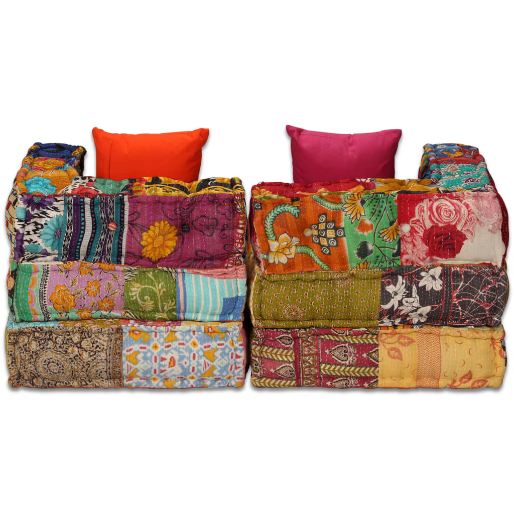 Pouf Modulare a 2 Posti in Tessuto Patchwork cod mxl 68388