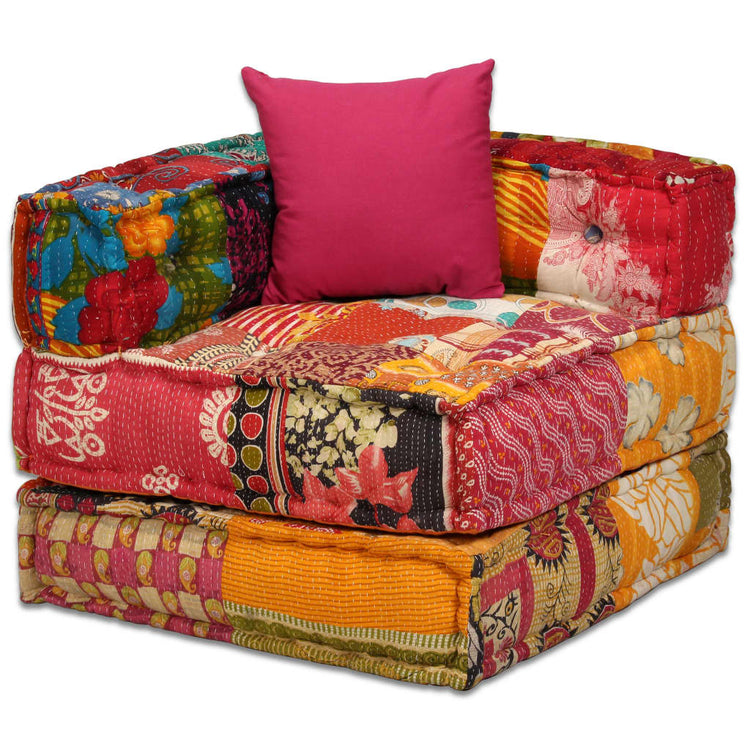 Pouf Modulare a 2 Posti in Tessuto Patchwork cod mxl 68388