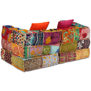 Pouf Modulare a 2 Posti in Tessuto Patchwork cod mxl 68388