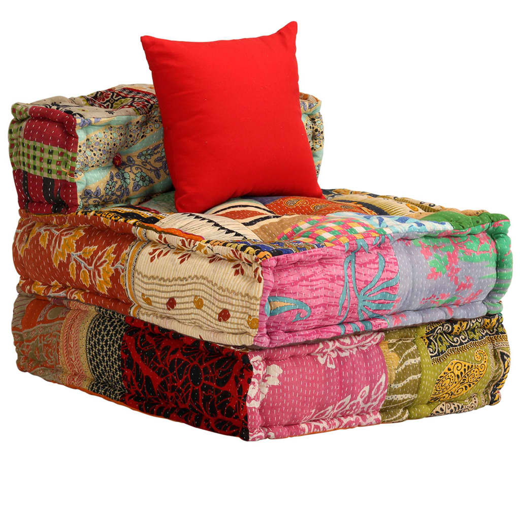 Pouf Modulare a 3 Posti in Tessuto Patchwork 244983