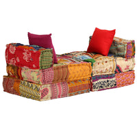 Pouf Modulare a 3 Posti in Tessuto Patchwork 244983