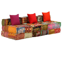 Pouf Modulare a 3 Posti in Tessuto Patchwork 244983