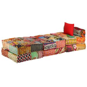 Pouf Modulare a 3 Posti in Tessuto Patchwork 244983