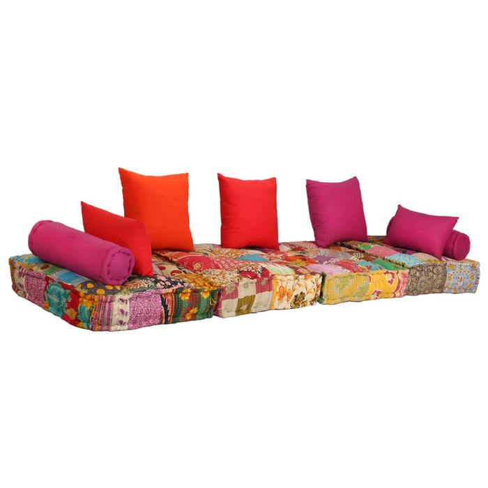 Pouf Modulare a 2 Posti in Tessuto Patchwork 244985