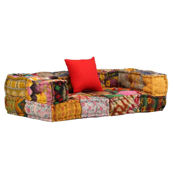 Pouf Modulare a 2 Posti in Tessuto Patchwork cod mxl 68024