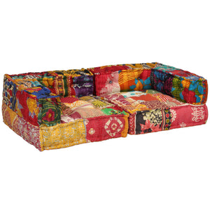 Pouf Modulare a 2 Posti in Tessuto Patchwork cod mxl 68024