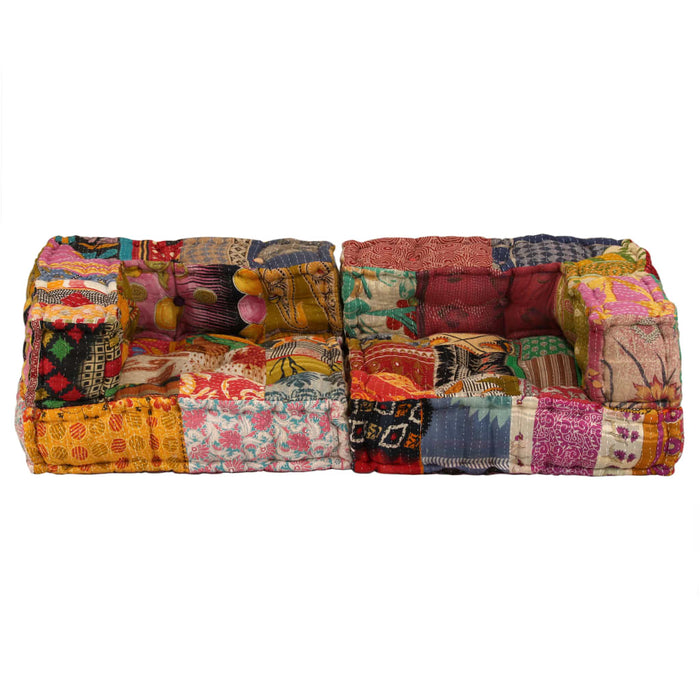 Pouf Modulare a 2 Posti in Tessuto Patchwork cod mxl 68024