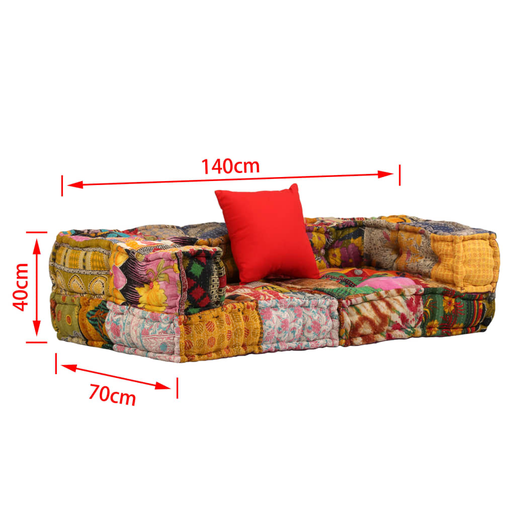 Pouf Modulare a 2 Posti in Tessuto Patchwork cod mxl 68024