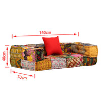 Pouf Modulare a 2 Posti in Tessuto Patchwork cod mxl 68024