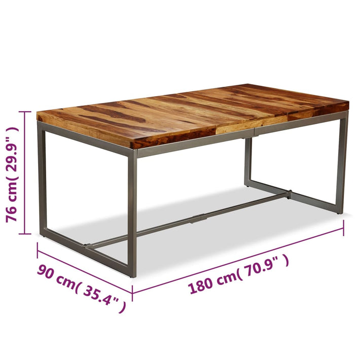 Tavolo da Pranzo in Legno Massello di Sheesham e Acciaio 180 cm cod mxl 19481