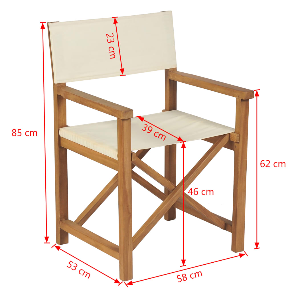 Sedia da Regista Pieghevole in Legno Massello di Teak