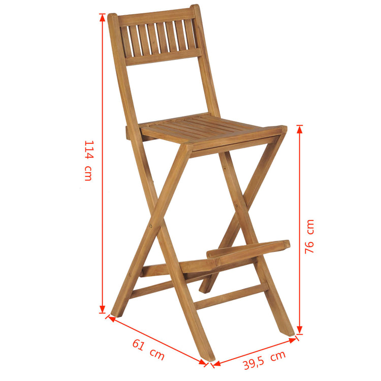 Sgabelli da Bar da Esterno Pieghevoli 2 pz in Massello di Teak