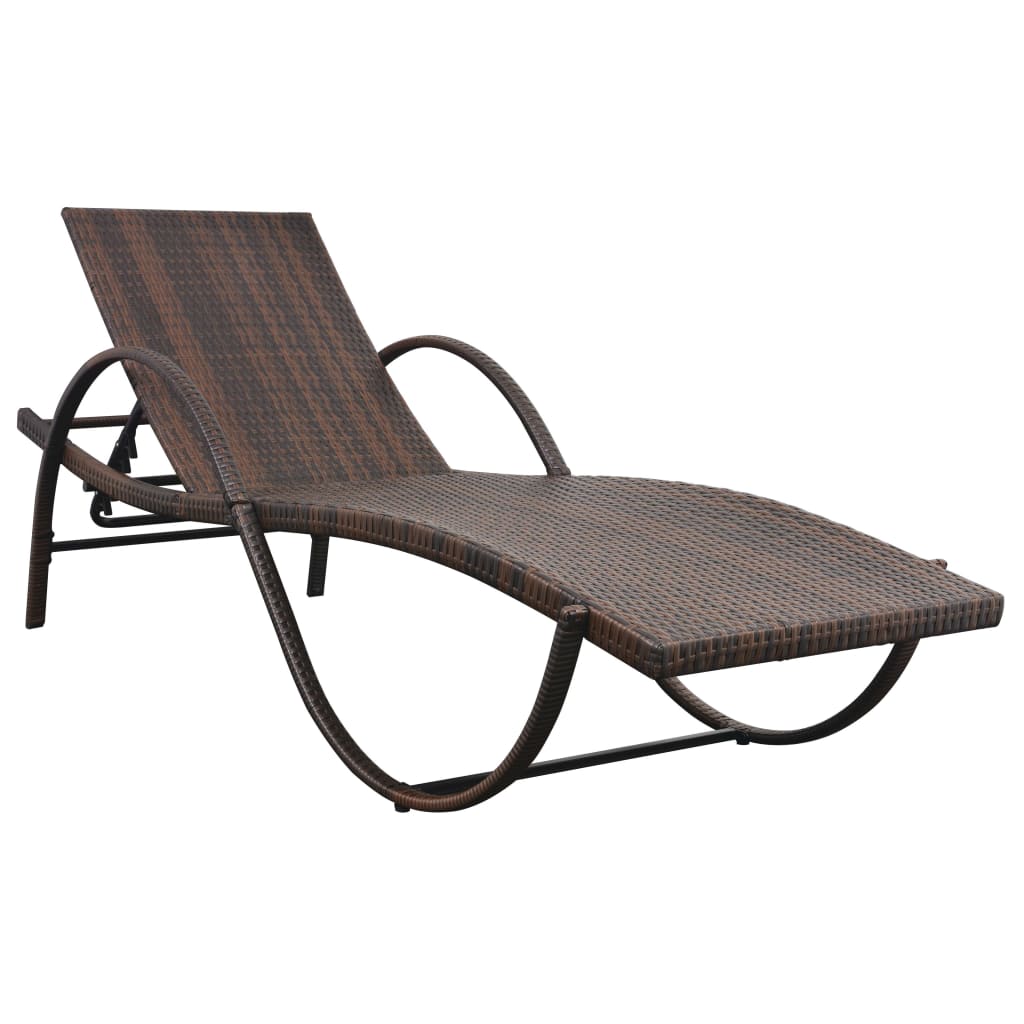 Lettini Prendisole 2 pz con Tavolo in Polyrattan Marrone cod mxl 23061