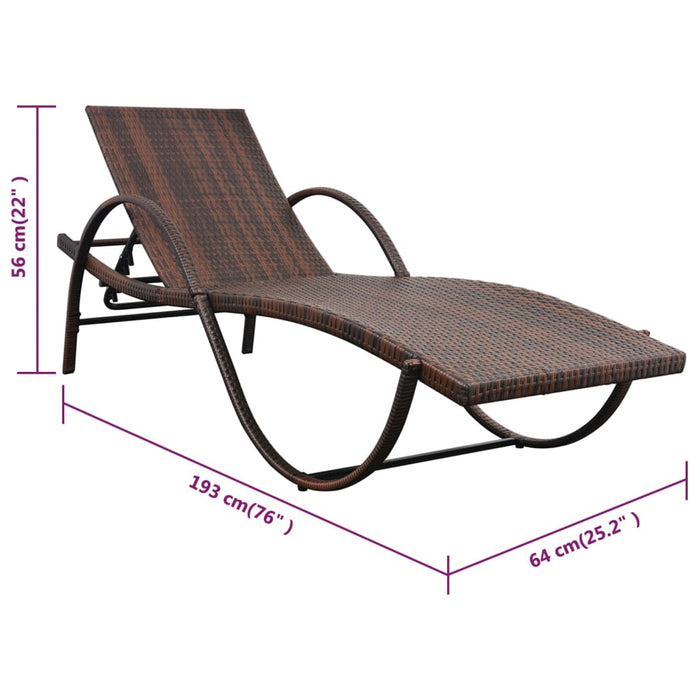 Lettini Prendisole 2 pz con Tavolo in Polyrattan Marrone cod mxl 23061