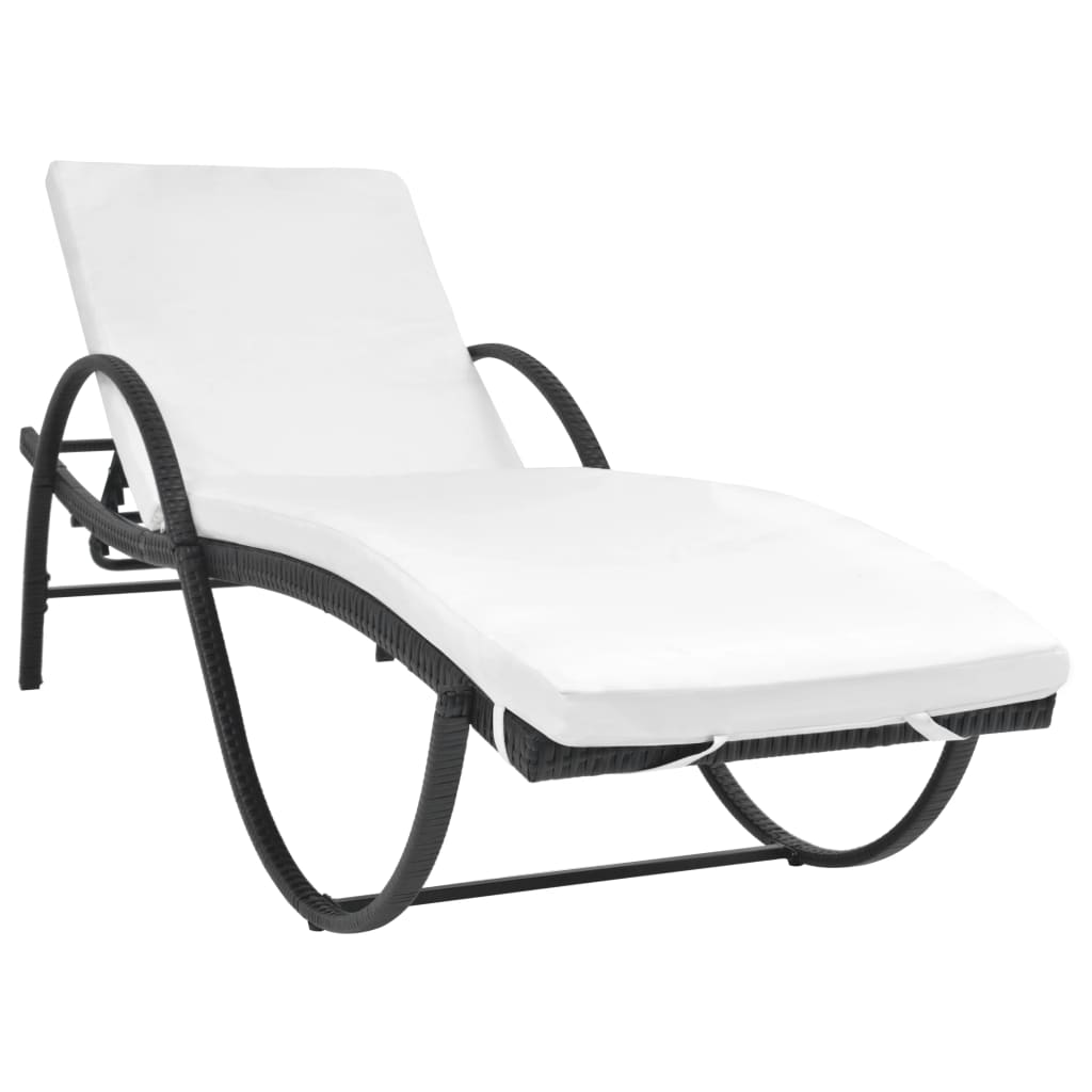 Lettini Prendisole 2 pz con Tavolo in Polyrattan Nero 274869