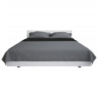 Copriletto Double-Face Trapuntato 220x240 cm Grigio e Nero