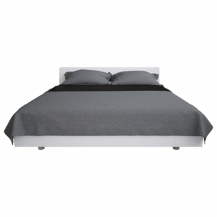 Copriletto Double-Face Trapuntato 220x240 cm Grigio e Nero