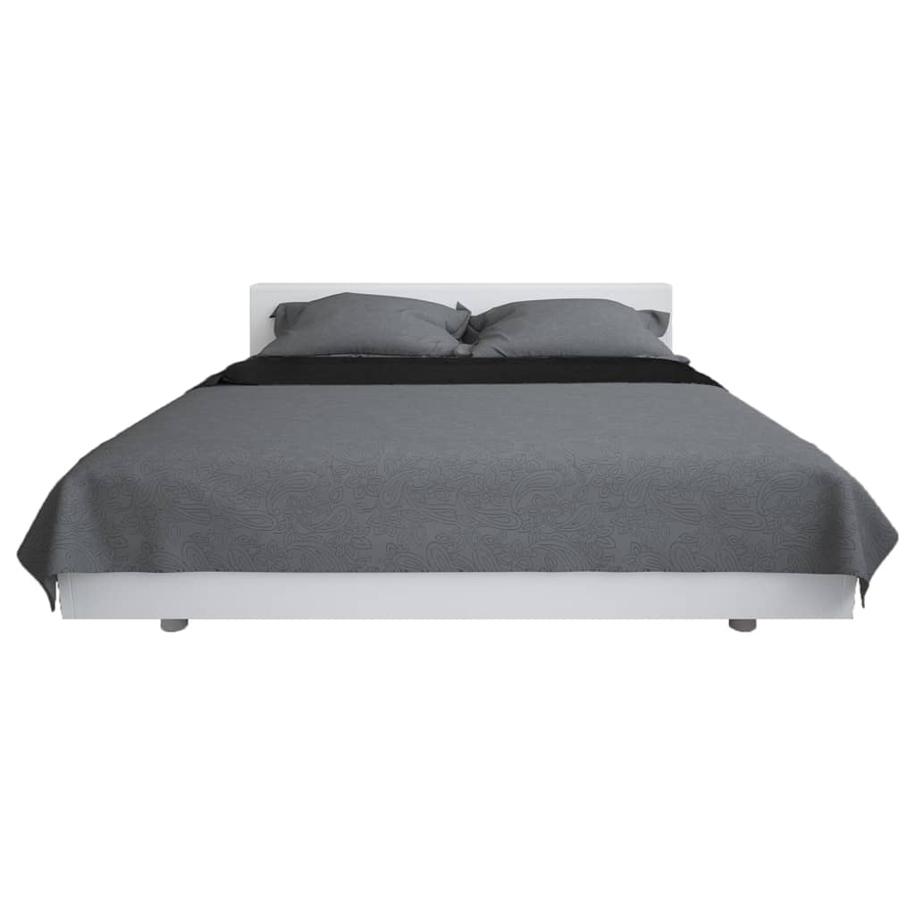 Copriletto Double-Face Trapuntato 230x260 cm Grigio e Nero