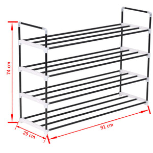 Scarpiera con 4 Ripiani in Metallo e Plastica Nero cod mxl 48724