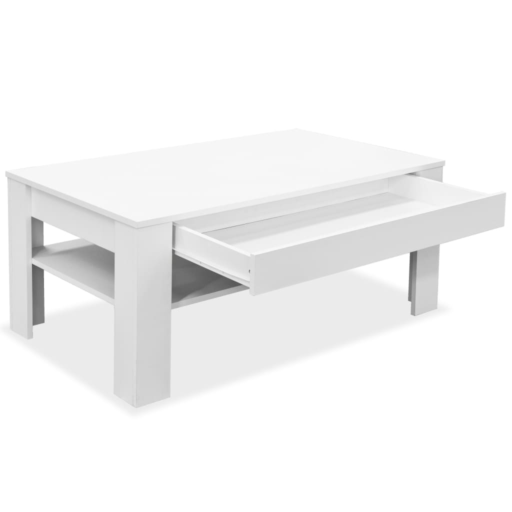 Tavolino da Caffè in Truciolato 110x65x48 cm Bianco cod mxl 60127