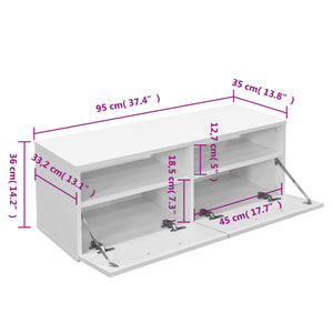 Mobile Porta TV in Truciolato 95x35x36 cm Bianco 