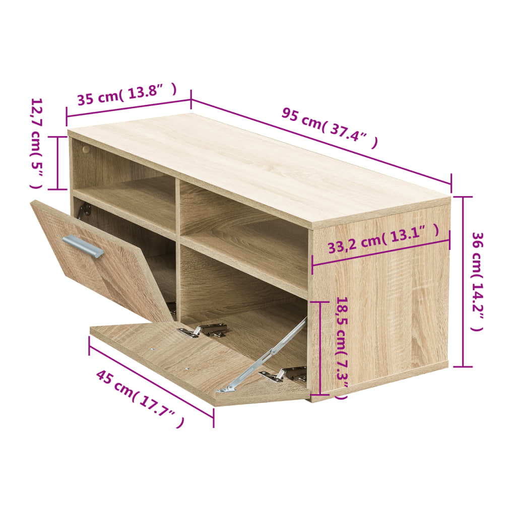 Mobile Porta TV in Truciolato 95x35x36 cm Rovere 