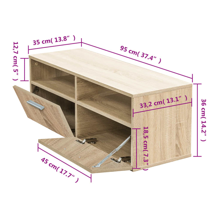 Mobile Porta TV in Truciolato 95x35x36 cm Rovere 