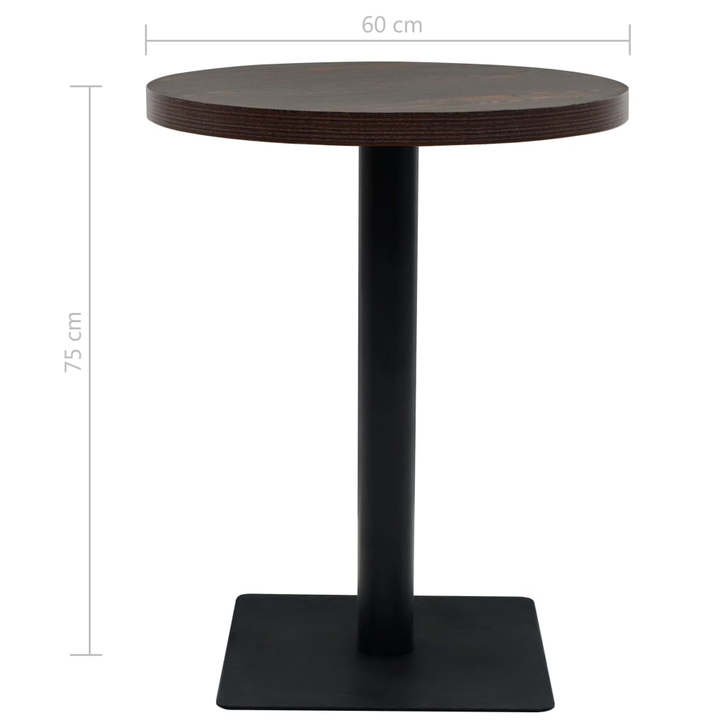 Tavolo Bistrot in MDF e Acciaio Rotondo 60x75 cm Cenere Scura 