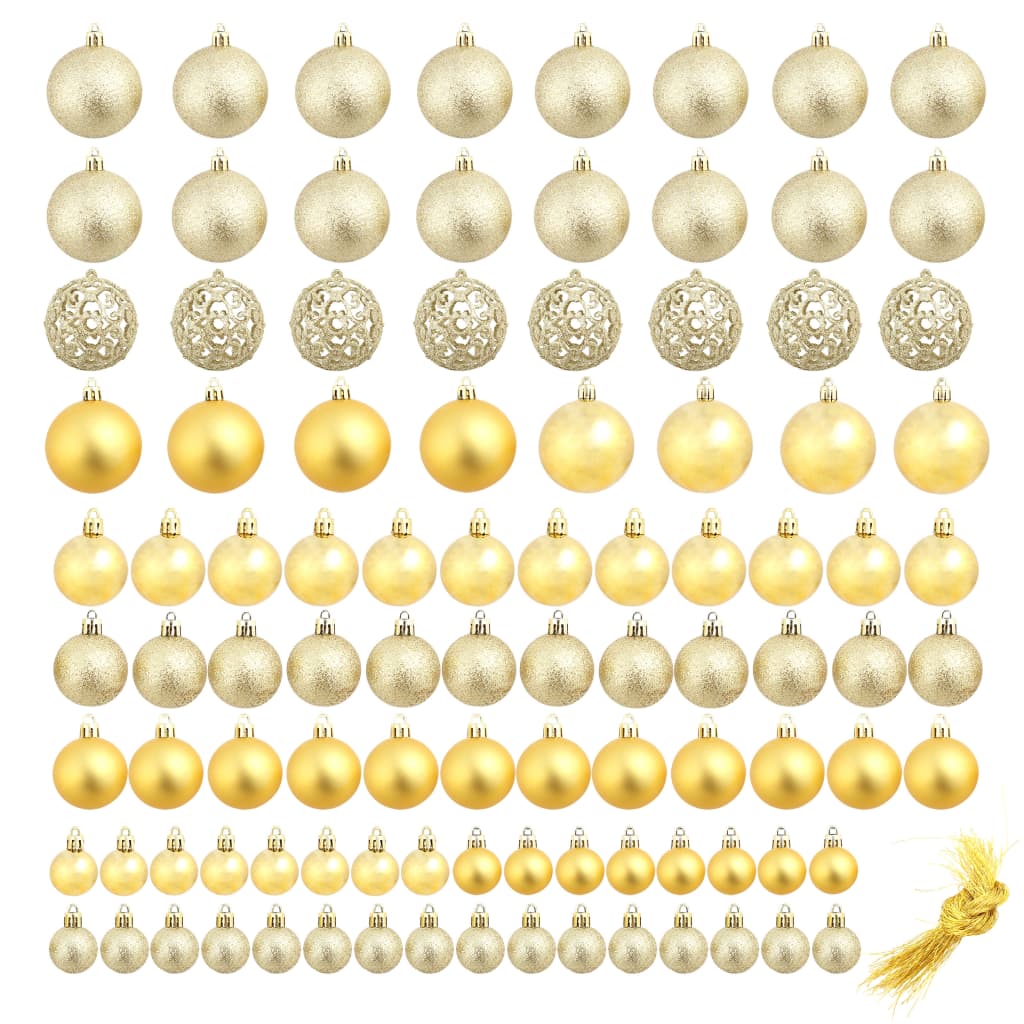 Set Palline di Natale 100 pz 3/4/6 cm Oro 245708