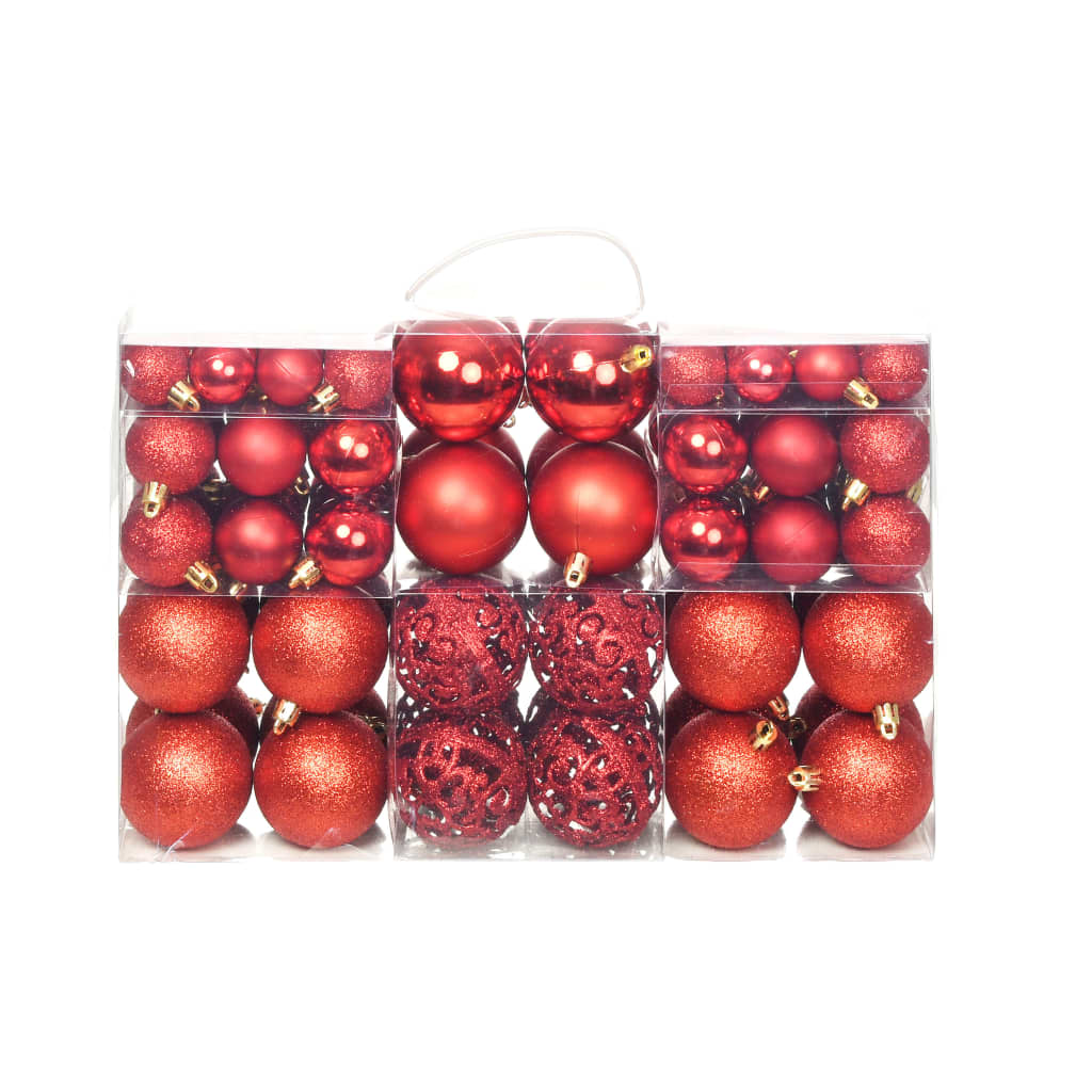 Set Palline di Natale 100 pz 3/4/6 cm Rosse 245710