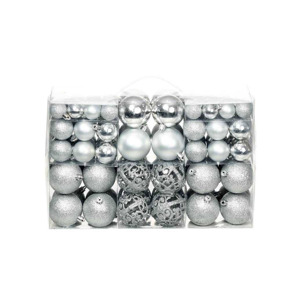 Set Palline di Natale 100 pz 3/4/6 cm Argento